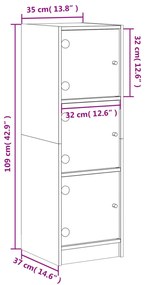 ΝΤΟΥΛΑΠΙ ΜΑΥΡΟ 35 X 37 X 109 ΕΚ. ΜΕ ΓΥΑΛΙΝΕΣ ΠΟΡΤΕΣ 836386