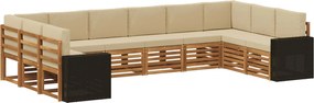 vidaXL Σειρά Καναπέ Εξωτερικού 10 pcs Φυσικό και Μπεζ Πολυεστέρας