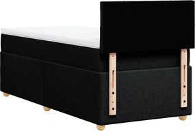 vidaXL Κρεβάτι Boxspring με Στρώμα Μαύρο 90x200 εκ. Υφασμάτινο