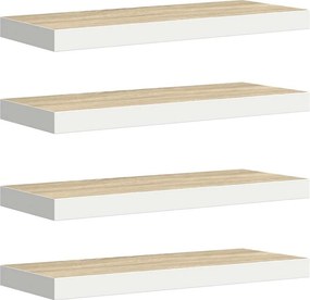 vidaXL Ράφια Τοίχου 4 τεμ. Δρυς/Άσπρο 60x23,5x3,8 εκ. MDF