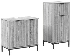 vidaXL Σετ Επίπλων Μπάνιου με ράφι 2 pcs Γκρι sonoma 39.5 x 36 x 88 εκ
