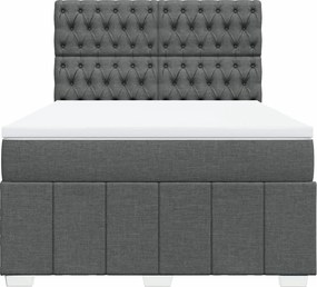 vidaXL Κρεβάτι Boxspring με Στρώμα Σκούρο Γκρι 140x200 εκ Υφασμάτινο