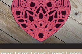 Intra απο ξύλο plywood 3mm-4mm πάχος 3D Heart Mandala Multi Layered Δίασταση 30x30 cm INTRAFABR-25068249