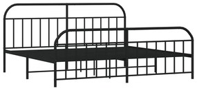 Πλαίσιο Κρεβατιού με Κεφαλάρι&amp;Ποδαρικό Μαύρο 200x200εκ. Μέταλλο - Μαύρο
