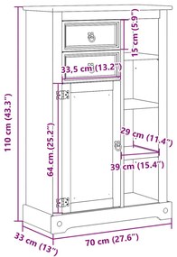 Ντουλάπι Μπάνιου Corona 70x33x110 εκ. από Μασίφ Ξύλο Πεύκου - Καφέ