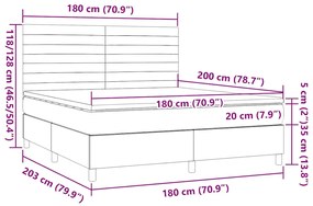 vidaXL Κρεβάτι Boxspring με Στρώμα Σκούρο Καφέ 180x200 εκ Υφασμάτινο