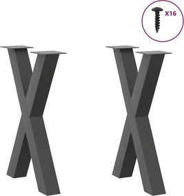 vidaXL Πόδια Τραπεζαρίας σε Σχήμα Χ, 2 τεμ. Ανθρακί 60x(72-73) εκ. Ατσάλι