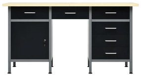 vidaXL Πάγκος Εργασίας Μαύρος 160 x 60 x 85 εκ. Ατσάλινος