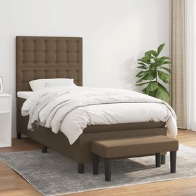 Κρεβάτι Boxspring με Στρώμα Σκούρο Καφέ 90x200 εκ. Υφασμάτινο - Καφέ