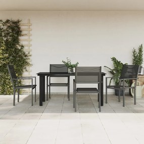 vidaXL Σετ Τραπεζαρίας Κήπου 5 Τεμαχίων Μαύρο Ατσάλι & Textilene