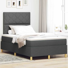 vidaXL Κρεβάτι Box Spring της  με στρώμα & LED σκούρο γκρι 120x200 εκ. ύφασμα