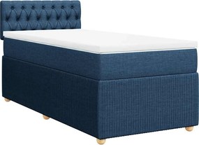 vidaXL Κρεβάτι Boxspring με Στρώμα Μπλε 90x200 εκ.Υφασμάτινο