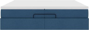 vidaXL Οθωμανικό κρεβάτι με στρώματα μπλε 200x200cm ύφασμα