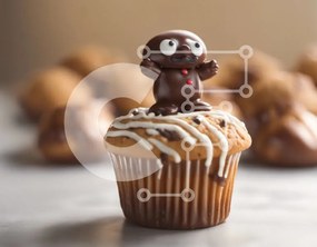Intra Συλλεκτικό Ξύλινο Παζλ Plywood  4mm - Cupcake σοκολάτας με ειδώλιο ζώου Σε Ξύλινο Κουτί - Διαστάσεις: 10x10 cm – 25 κομμάτια