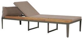 vidaXL Ξαπλώστρα Καφέ από Μασίφ Ξύλο Ακακίας με Μαξιλάρια