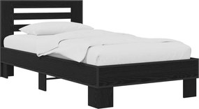 vidaXL Κρεβάτι με Κεφαλάρι Μαύρη Δρυς 80 x 200 cm Επεξεργασμένο Ξύλο