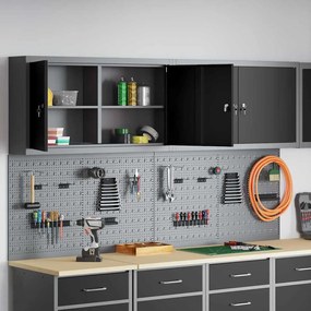 vidaXL Σετ Ντουλαπιού Εργαλείων και Ταμπλό με ράφι 6 pcs Μαύρο