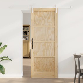 vidaXL Συρόμενη Πόρτα με Σετ Υλικών 78x202 εκ. Μασίφ Ξύλο Πεύκου