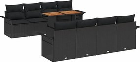 vidaXL Σετ Καναπέ Κήπου με αποθήκευση 9 pcs Μαύρο Πολυ ράταν