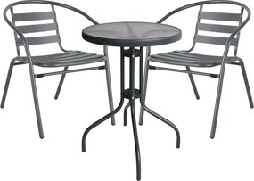 Σετ Τραπεζαρία Κήπου ArteLibre EARTH Μέταλλο Γκρι Με 2 Πολυθρόνες