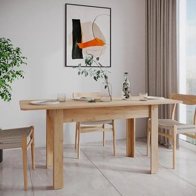 Τραπέζι Quiin επεκτεινόμενο μελαμίνης σε oak απόχρωση 120-174x70x73.5εκ 164x70x73.5 εκ.