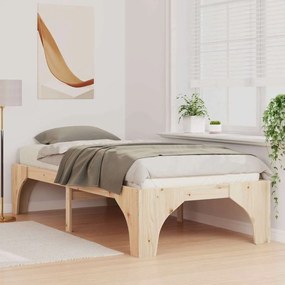 vidaXL Κρεβάτι δαπέδου Καφέ 90 x 200 cm Μασίφ ξύλο πεύκου