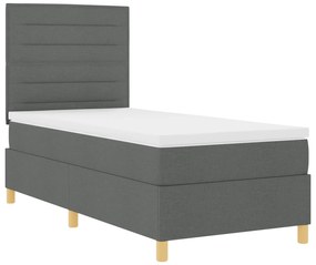 vidaXL Κρεβάτι Box Spring με Στρώμα & LED Σκούρο Γκρι 100x200 εκ. Υφαντό