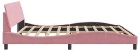 vidaXL Πλαίσιο Κρεβατιού με Κεφαλάρι Ροζ 200x200 εκ. Βελούδινο