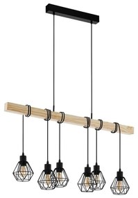 Φωτιστικό Οροφής Ράγα Townshend 5 43133 Black-Brown Eglo Metal,Wood