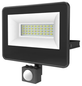 BLACK SENSOR LED SMD FLOOD LUMINAIRE IP66 30W 4000K 3100Lm 230V AC RA80 - V3040S - 4000K - V3040S