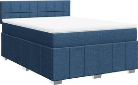 vidaXL Κρεβάτι Boxspring με Στρώμα Μπλε 140x190 εκ. Υφασμάτινο