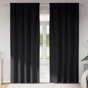 vidaXL Κουρτίνες με κουρτίνες 2 pcs Μαύρο 245 x 140 εκ. Πολυεστέρας
