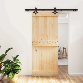 vidaXL Συρόμενη Πόρτα Φυσικό και Μαύρο 85 x 210 cm