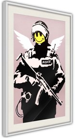 Αφίσα - Banksy: Flying Copper - 40x60 - Μαύρο - Με πασπαρτού