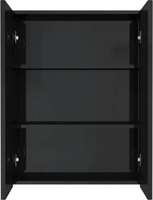 vidaXL Ντουλάπι Μπάνιου με Καθρέφτη 60x15x75 εκ. Λαμπερό Μαύρο από MDF