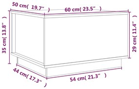 Τραπεζάκι Σαλονιού Γκρι 60x50x35 εκ. από Μασίφ Ξύλο Πεύκου - Γκρι