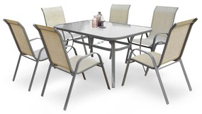 Τραπέζι εξωτερικού χώρου γυάλινο με γκρι μεταλλικό σκελετό MOSLER 150x90x72 DIOMMI 60-21573