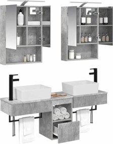 vidaXL Σετ Ντουλαπιών Μπάνιου 5 pcs Γκρι Σκυροδέματος
