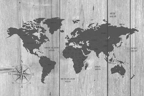 Εικόνα γκρι χάρτη σε ξύλινο φόντο - 60x40