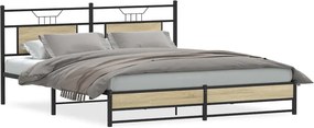 vidaXL Σκελετός Κρεβ. Χωρίς Στρώμα Sonoma Δρυς 180x200 εκ. Μεταλλικό
