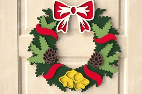 Σετ των 2 Intra απο ξύλο plywood 3mm-4mm πάχος - Χριστουγεννιάτικο στεφάνι|Διακόσμηση βεράντας|Στεφάνι πόρτας Δίασταση 15x15 cm INTRAFABR-111360688