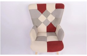 Πολυθρόνα ArteLibre BRIAR Μπορντό/Γκρι Patchwork Ύφασμα/Ξύλο 73x69x96cm