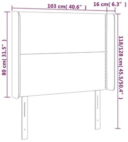 Κεφαλάρι Κρεβατιού LED Κρεμ 103x16x118/128 εκ. Υφασμάτινο - Κρεμ