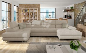 Γωνιακός Καναπές Miami 182, Ανοιχτό καφέ, Λειτουργία ύπνου, Αποθηκευτικός χώρος, 345x202x71cm