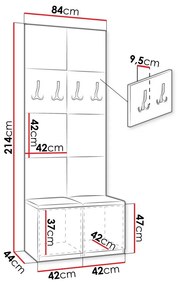 Σετ διαδρόμου Hartford E100, 44cm, 15 kg, Ταπισερί, Πλαστικοποιημένη μοριοσανίδα, Εντοιχισμένη, Τοίχου | Epipla1.gr