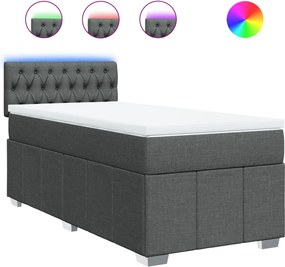 vidaXL Κρεβάτι Boxspring με Στρώμα Σκούρο Γκρι 100x200 εκ. Υφασμάτινο