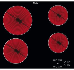 Κεραμική εντοιχισμένη εστία Whirlpool AKT 8090/NE, 6200W, 4 ζώνες, 9 επίπεδα, Ενδείξεις υπολειπόμενης θερμότητας, Χρονοδιακόπτης, Μαύρο