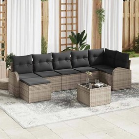vidaXL Σετ Καναπέ Κήπου με μαξιλάρι 8 pcs Γκρι Πολυ ράταν