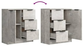 vidaXL Ντουλάπια 2 τεμ. Γκρι Σκυροδέματος 60x30x70 εκ. Επεξεργ. Ξύλο