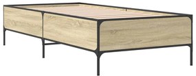 vidaXL Πλαίσιο Κρεβατιού Sonoma Δρυς 90 x 190 εκ. Επεξ. Ξύλο &amp; Μέταλλο